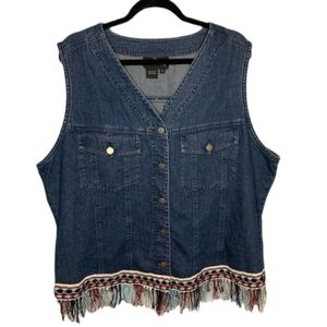 Carole Little Vintage Button Up Denim Vest Size 18